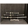Image 1 : 3 PIECE SWORD SET WITH DISPLAY RACK