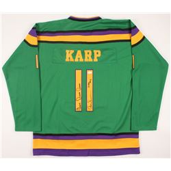 Aaron Schwartz Signed "The Mighty Ducks" Jersey Inscribed "Quack Quack Quack" & "Karp" (JSA COA)