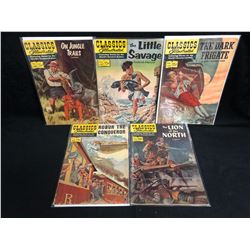CLASSICS ILLUSTRATED COMIC BOOK LOT (ON JUNGLE TRAILS/ THE LITTLE SAVAGE...)