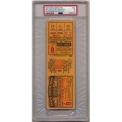 1923 WORLD SERIES GM 6 (NYY 6 - NYG 4) OCT 15/ RUTH WS HR #4 - YANKEES 1ST TITLE (PSA COA)