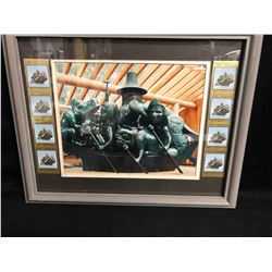 COLLECTIBLE FRAMED ART (90 CENT CANADIAN STAMPS...)