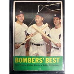 1963 Topps #173 Bomber’s Best Mickey Mantle,Bobby Richardson,Tom Tresh