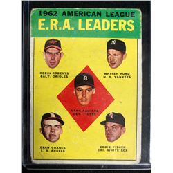 1963 TOPPS #6 EARNED RUN AVG LEADERS 1962