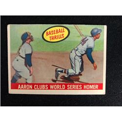 1959 Topps #467 Baseball Thrills Aaron Clubs World Series Homer