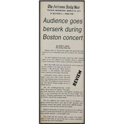 Boston: Sib Hashian's 1977 Arizona Daily Star Review Display