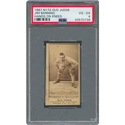 1887 N172 Old Judge James Banning Hands on Knees PSA VG-EX 4