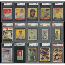 Exceptional Hall of Famer Graded Baseball Cards Collection (44) with Babe Ruth (3) and Mickey Mantle