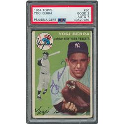 1954 Topps #50 Yogi Berra Signed Card - PSA/DNA NM 7