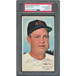 1964 Topps Giants #13 Nellie Fox Autographed Card - PSA/DNA MINT 9