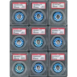 1969 Sunoco Chicago Cubs PSA Graded Pin Set (9) with Banks, Santo and Williams