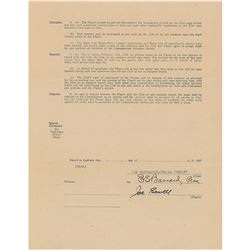 Joe Sewell 1927 Cleveland Indians Signed Player Contract