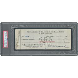 Lou Gehrig Signed 1927 New York Yankees Payroll Check - PSA/DNA NM-MT 8