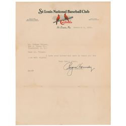 Rogers Hornsby Typed Letter Signed