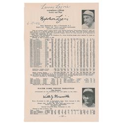 Nap Lajoie Signed Book Page
