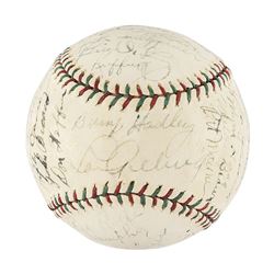 New York Yankees 1936 World Series Champions Team Signed Baseball with Gehrig and DiMaggio