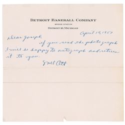 Mel Ott Autograph Letter Signed