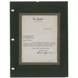 Tris Speaker Typed Letter Signed