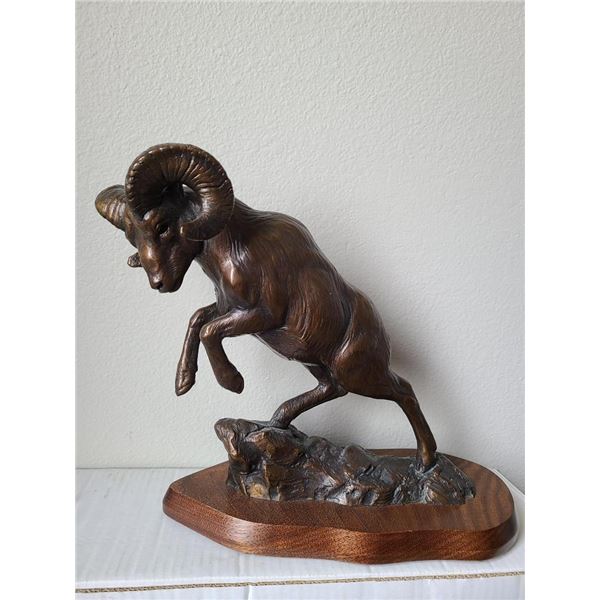 Rocky mountain bighorn bronze created by former RMBS BOD, Tom Shankster.