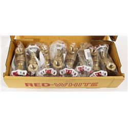 RED WHITE TOYO 1/4" BRASS SHUT OFF VALVES