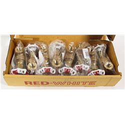 RED WHITE TOYO 1/4" BRASS SHUT OFF VALVES