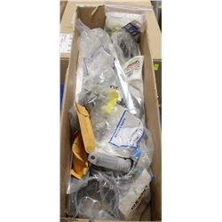 BOX OF ASSORTED FITTINGS, COUPLINGS AND MUCH