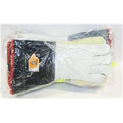 LOT OF 6 GAUNTLET STYLE LEATHER WORK GLOVES