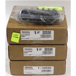 LOT OF 3 RIDGID C12 CHAIN ASSEMBLIES -