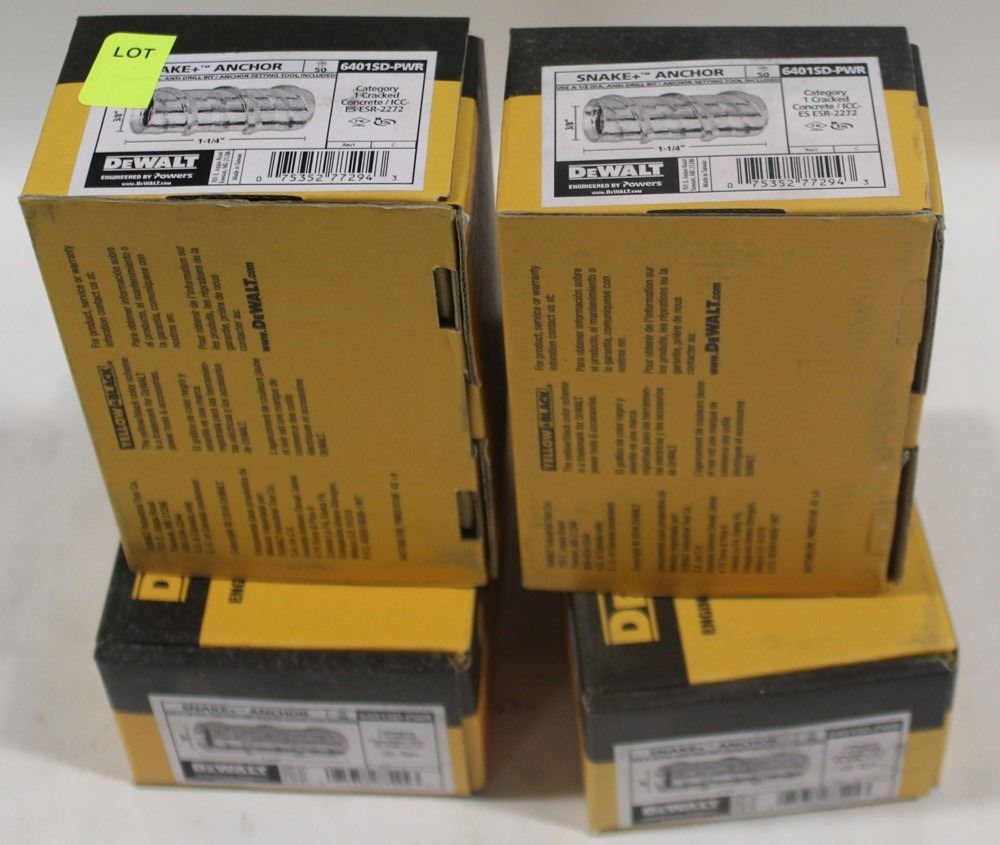 4 CASES OF DEWALT SNAKE+ ANCHORS