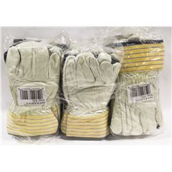 BUNDLE OF 18 LEATHER WORK GLOVES SIZE 2XL