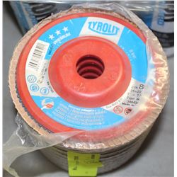 STACK OF 9 TYROUT 80 GRIT 5"X7/8" DISCS