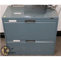 BLUE TWO DRAWER METAL FILING CABINET