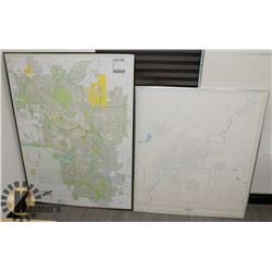 TWO FRAMED CITY MAPS, EDMONTON 1982 AND