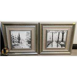 TWO MATCHING THEME PIECES OF WALL ART