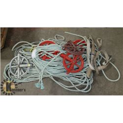 LARGE LOT OF ROPES AND PULLEYS