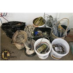 LARGE LOT OF ROPE, CABLE, BAGS,