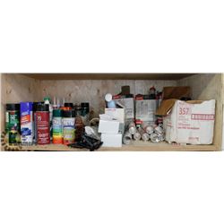 SHELF WITH CLEANERS, PAINTS, SEALANTS,