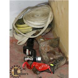BUNDLE OF TOWING HITCHES, AND STRAPS