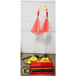 TWO FLAGSTAFF 12V SAFETY FLAGS WITH
