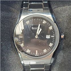 13) STAINLESS STEEL BULOVA DIAMOND WATCH