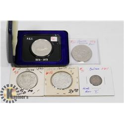 LOT OF 5 CANADA COINS, 1973 PEI $1, 1970 $1,
