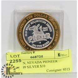 LAUGHLIN, NEVADA PIONEER HOTEL .999 SILVER $10