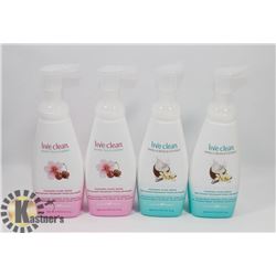 LOT OF 4 LIVE CLEAN FOAMING HAND WASH
