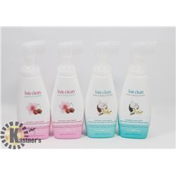 LOT OF 4 LIVE CLEAN FOAMING HAND WASH