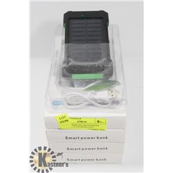 LOT OF 4 NEW SOLAR CHARGER BANKS - WATER RESISTANT