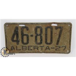 ALBERTA 1927 LICENSE PLATE