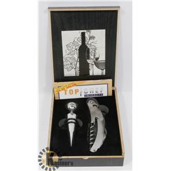 NEW IN BOX CORK SCREW AND WINE BOTTLE STOP