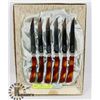 Image 1 : VINTAGE GLO-HILL 6 STEAK KNIVES WITH BAKELITE