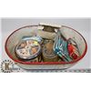 Image 1 : COLLECTOR TINS, FOLDING STOOL AND GULF OIL 25 CENT