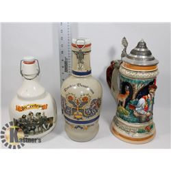 LOT OF 3 GERMAN STEINS/BOTTLES