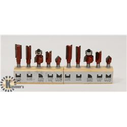 2 SETS OF 5 ROUTER BITS, 1 NEW, 1 USED